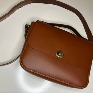 Vintage Handmade Bison Leather Crossbody Purse